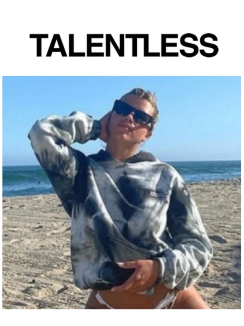 TALENTLESS Black White Tie Dye Hoodie Scott Disick Premium Streetwear L